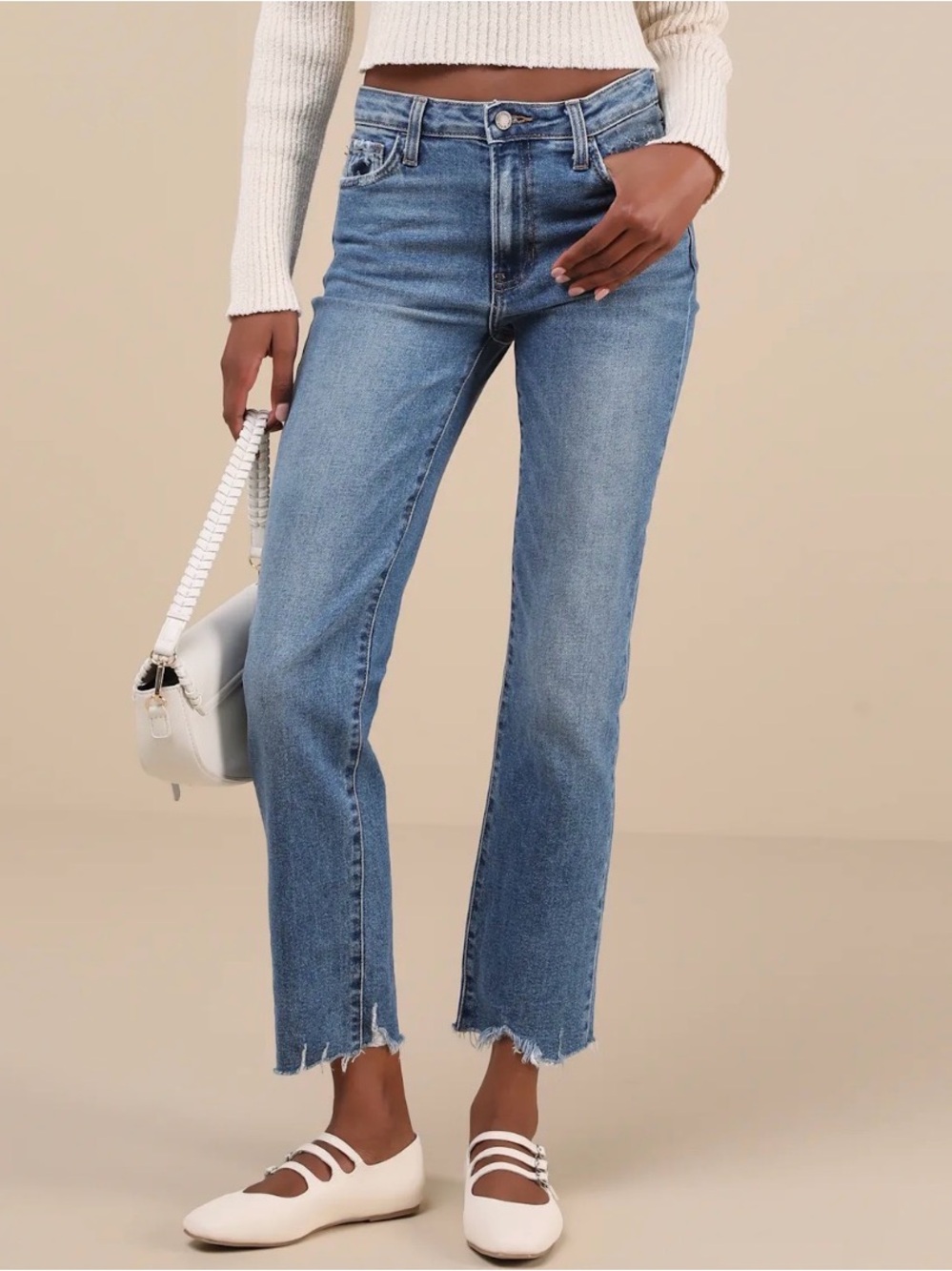 JUST BLACK DENIM 26 Roaming Wild High-Waisted Straight-Leg Jeans, Raw Hem